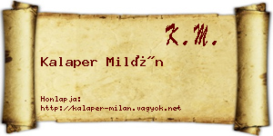Kalaper Milán névjegykártya